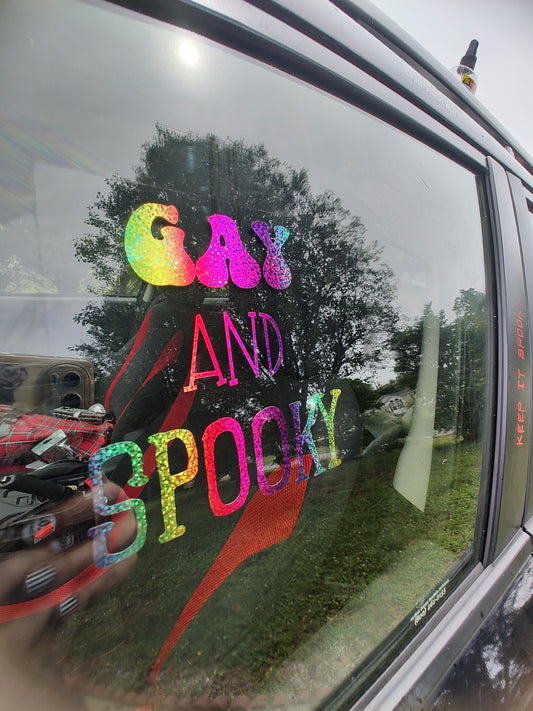 Gay And Spooky Decal - Vinyl Car - Waterproof Sticker for Windows, Bumpers Laptops - Durable Weatherproof Goth Car Accessories Pride