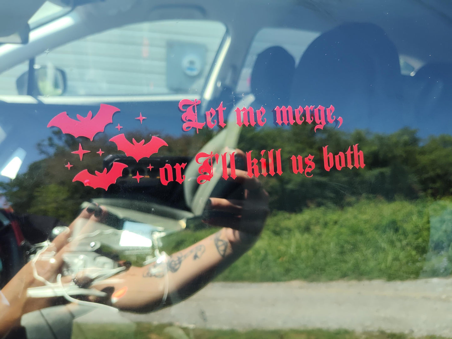 Let Me Merge, Or I'll Kill Us Both Decal - Vinyl Car - Waterproof Sticker for Windows, Bumpers Laptops - Durable Weatherproof Sticker