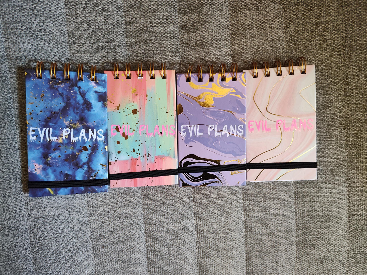 Evil Plans Pocket Sized Spiral Notepad - Small Goth Notebook, Dark Humor Office Supplies, Planner Pad, Stationary