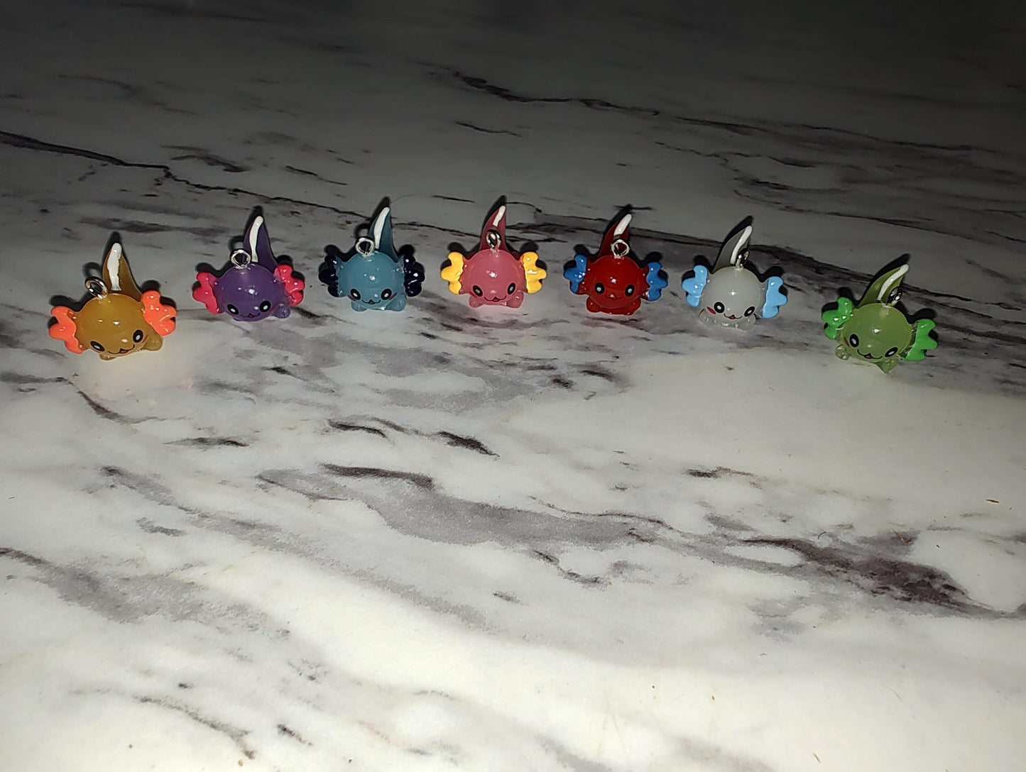 PAIR of Axolotl Screw Back Gauges - Screw Back Tunnel Gauge Glow in the Dark Cute Whimsical Plug Plugs Adorable