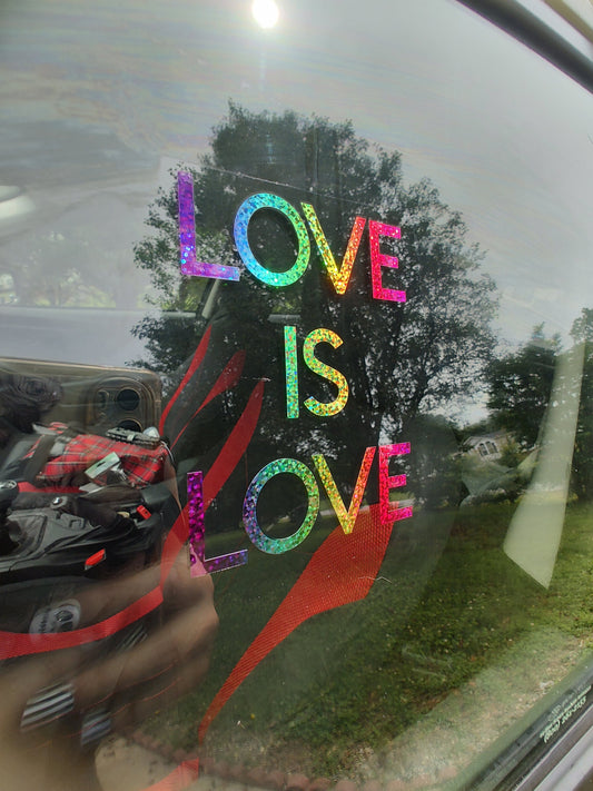 Love Is Love Decal - Vinyl Car - Waterproof Sticker for Windows, Bumpers Laptops - Durable Weatherproof Goth Car Accessories Rainbow Sticker
