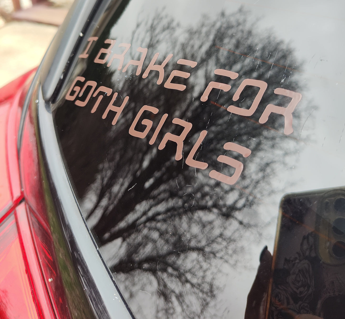 I Brake For Goth Girls - Vinyl Car - Waterproof Sticker for Windows, Bumpers Laptops - Durable Weatherproof Goth Car Accessories
