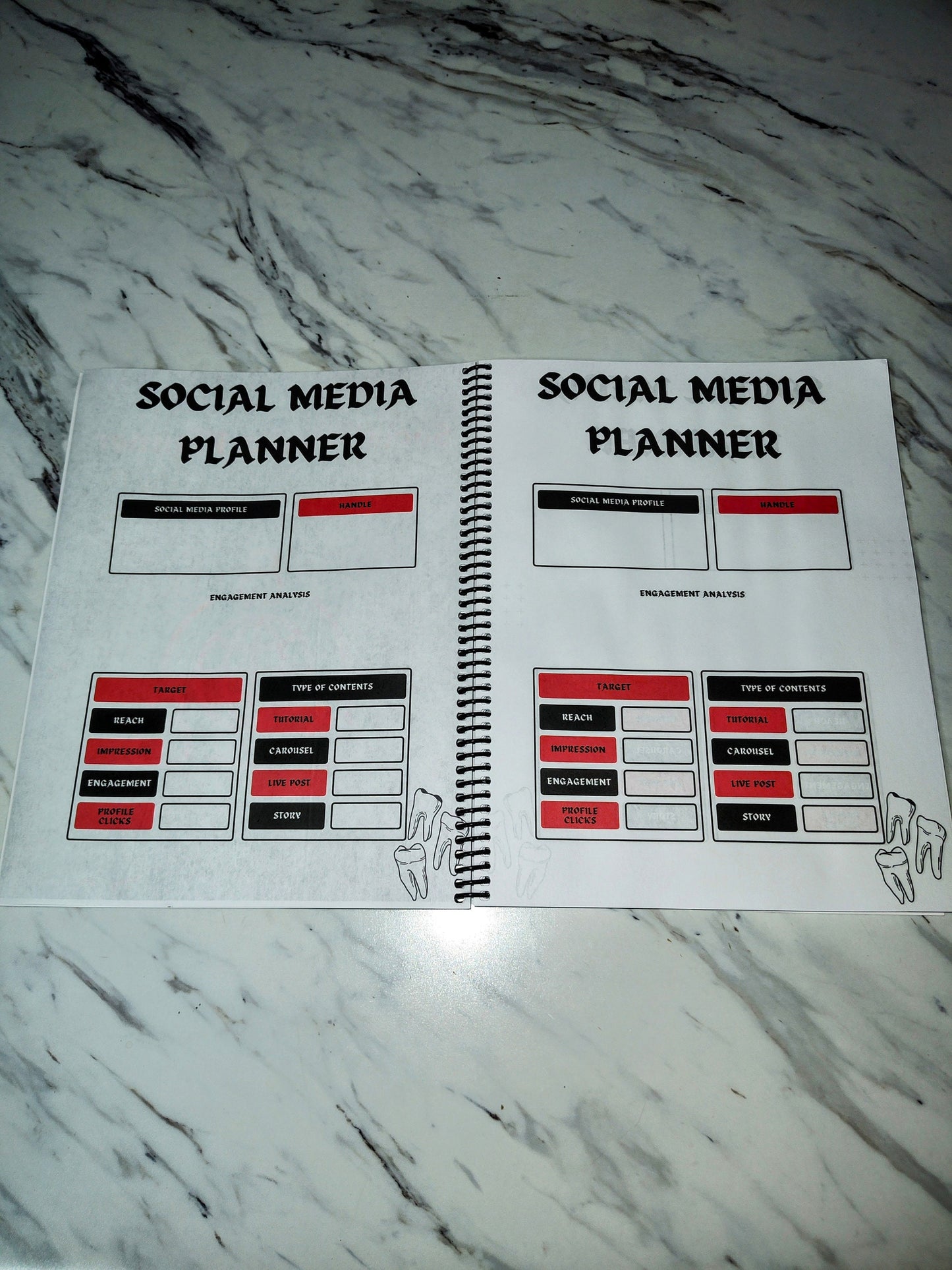 Gothic Social Media Planner - Dark Aesthetic Content Creator Journal & Weekly Posting Guide Posting Organizer,Dark Aesthetic Creator Journal