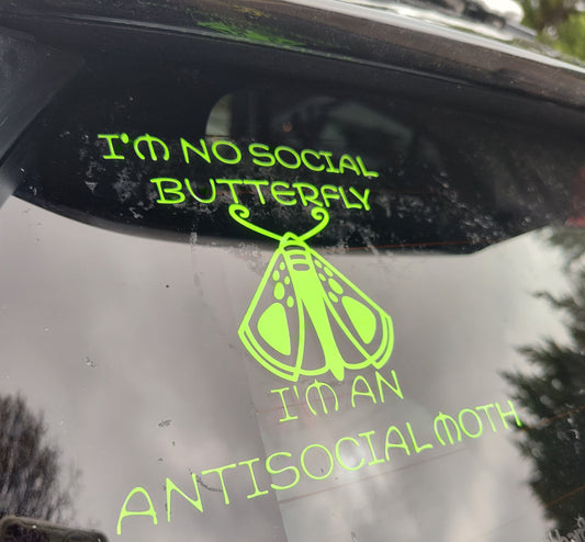 Antisocial Moth Decal - Vinyl Car - Waterproof Sticker for Windows, Bumpers Laptops - Durable Weatherproof Goth Sticker