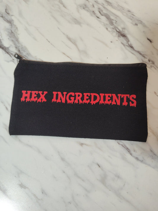 Hex Ingredients Bag - Witchy Zipper Pouch, Spell Kit Storage, Goth Aesthetic Zipper Case, Witchy Accessories, Novelty Gift