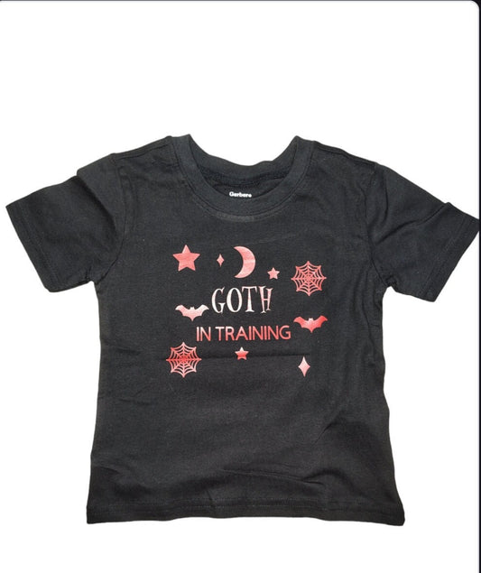 GOTH In Training Toddler Black and Red Shirt - Gothic baby clothes, Alternative Kids Graphic Tee, Alt Kid Tee, Dark Aesthetic Outfit