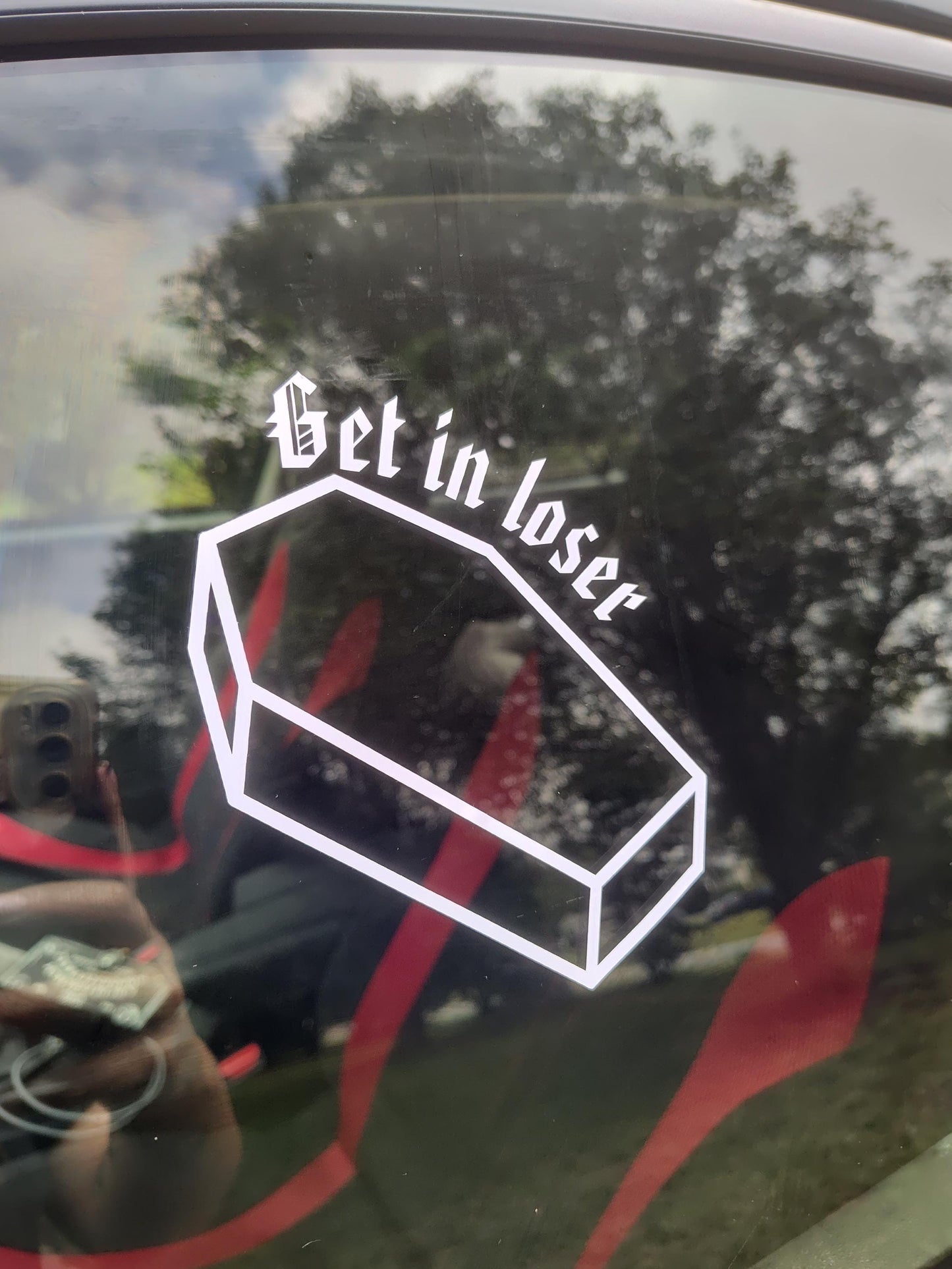 Get in Loser Decal - Waterproof Decal - Vinyl Car - Waterproof Sticker for Windows, Bumpers Laptops-  Durable Weatherproof Goth Sticker