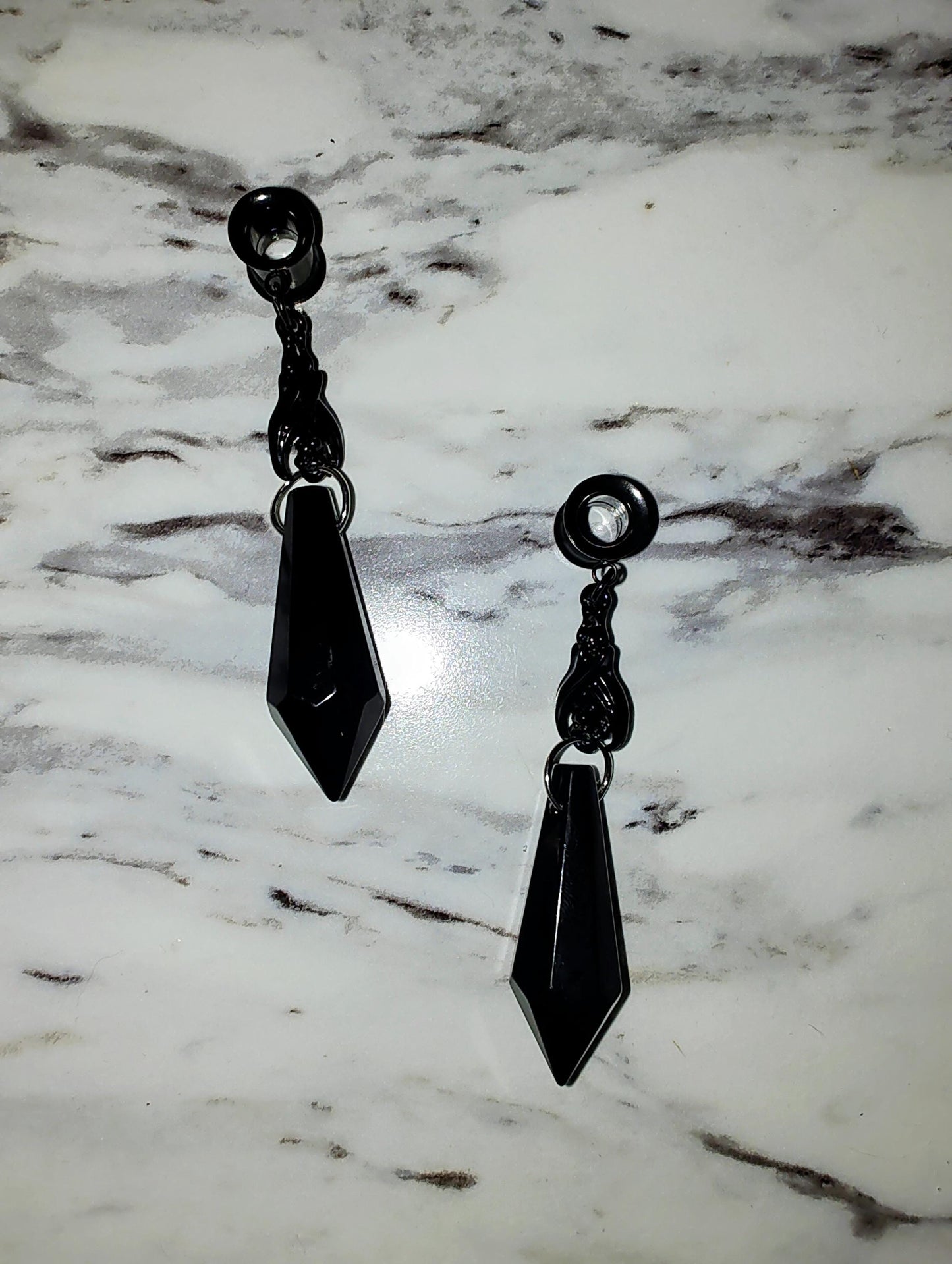 PAIR of Bat Gauges And Necklace Set - Goth Gothic Scary Spooky Halloween Screw Back Tunnel Tunnels Plug Plugs Gauges Alternative