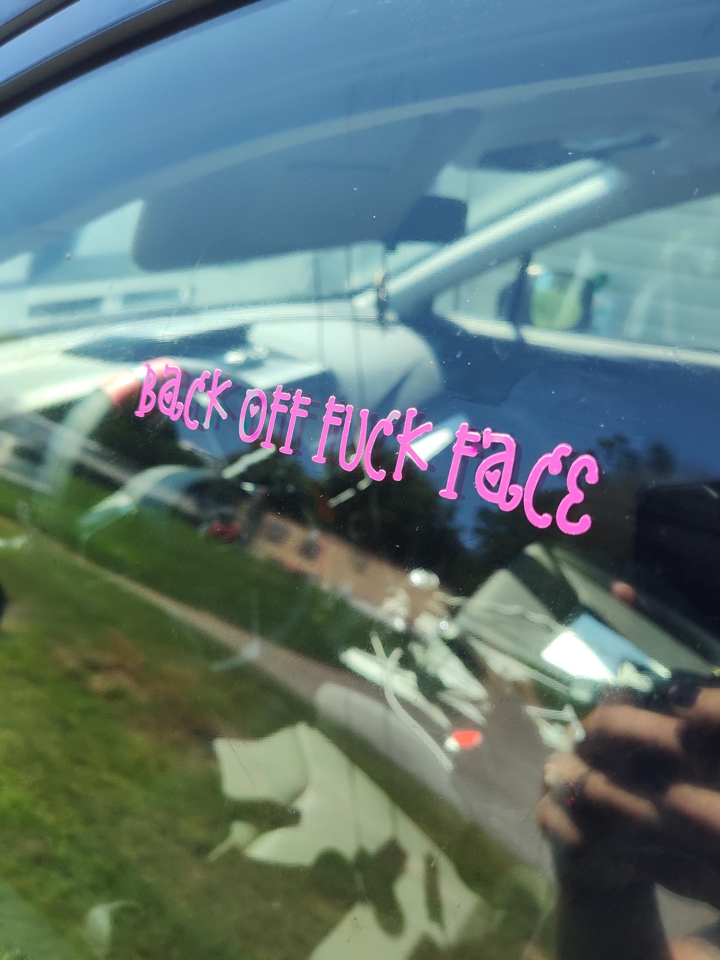 Back Off Fuck Face Decal - Vinyl Car - Waterproof Sticker for Windows, Bumpers Laptops - Durable Weatherproof Offensive Car Accessories