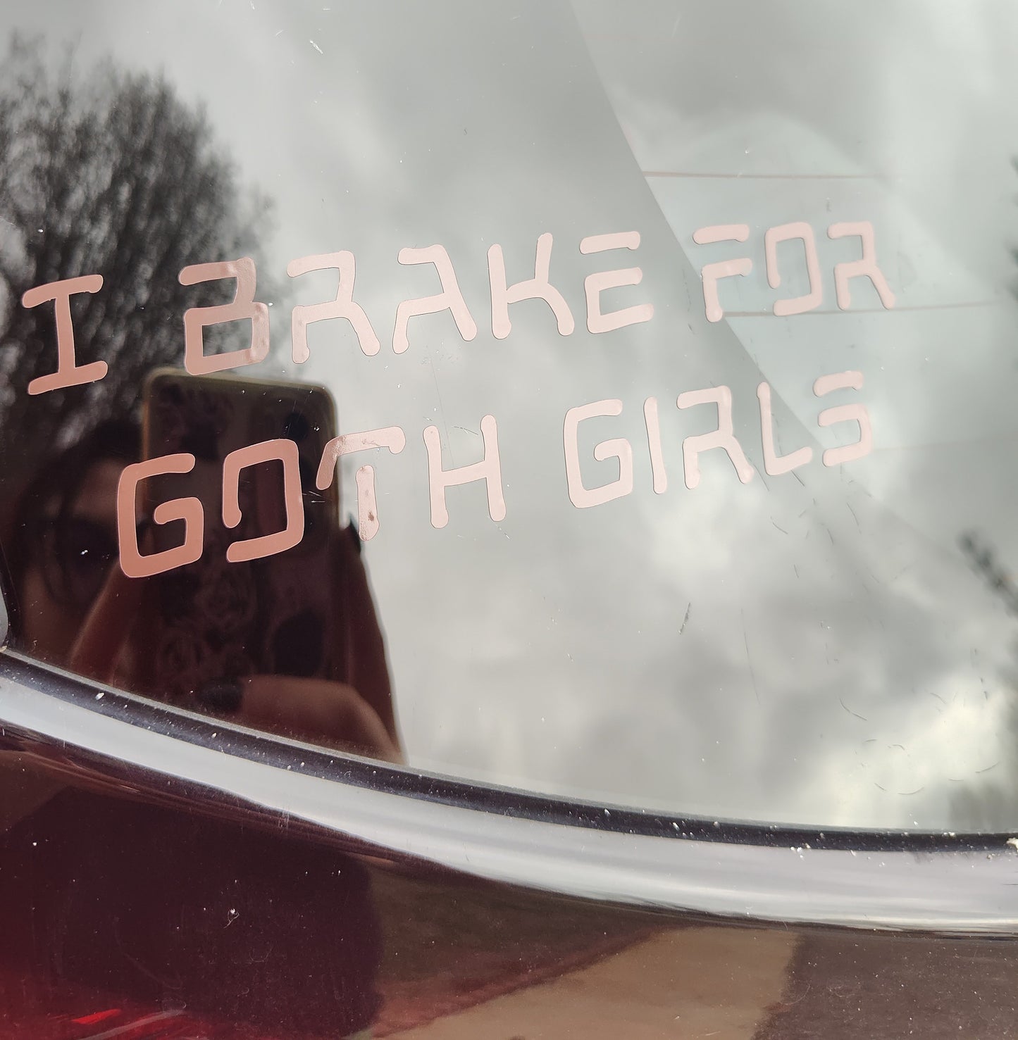 I Brake For Goth Girls - Vinyl Car - Waterproof Sticker for Windows, Bumpers Laptops - Durable Weatherproof Goth Car Accessories