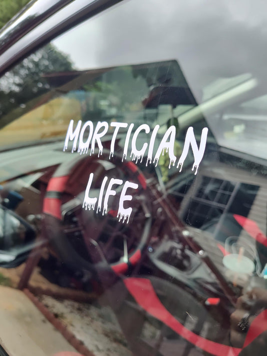 Mortician Life Decal - Vinyl Car - Waterproof Sticker for Windows, Bumpers Laptops - Durable Weatherproof Goth Car Accessories