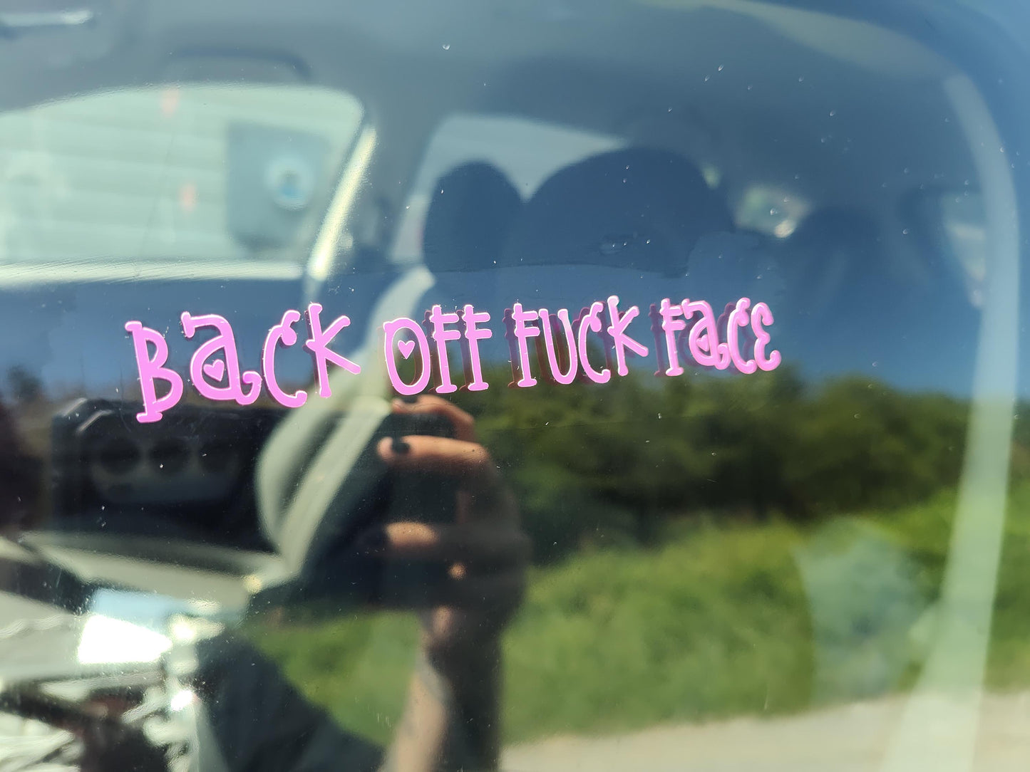 Back Off Fuck Face Decal - Vinyl Car - Waterproof Sticker for Windows, Bumpers Laptops - Durable Weatherproof Offensive Car Accessories