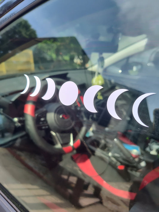 Moon Phases Decal - Vinyl Car - Waterproof Sticker for Windows, Bumpers Laptops - Durable Weatherproof Goth Car Accessories Celestial