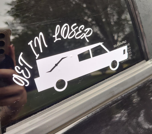 Get In Loser Decal - Vinyl Car - Waterproof Sticker for Windows, Bumpers Laptops - Durable Weatherproof Goth Hearse Death Sticker