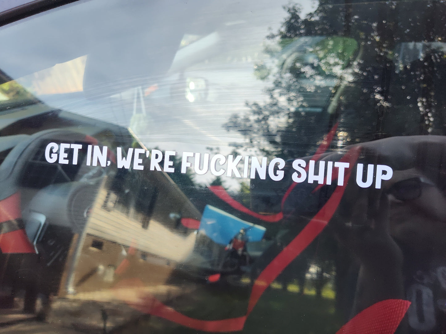 Get In, We're Fucking Shit Up Decal - Vinyl Car - Waterproof Sticker for Windows, Bumpers Laptops - Durable Weatherproof Car Accessories
