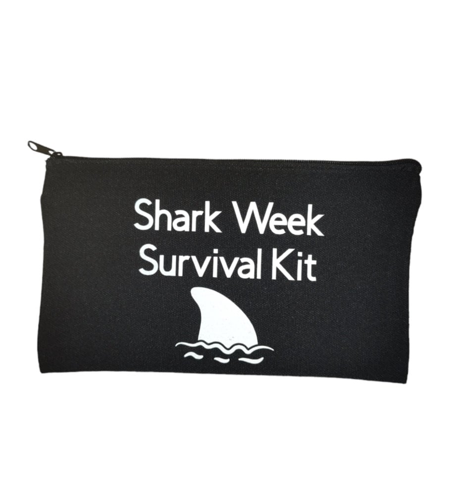 Shark Week Survival Kit Bag - Period Essentials Pouch, Funny Menstrual Gift Bag, PMS Gift, Feminine Kit, Menstrual Gift Idea
