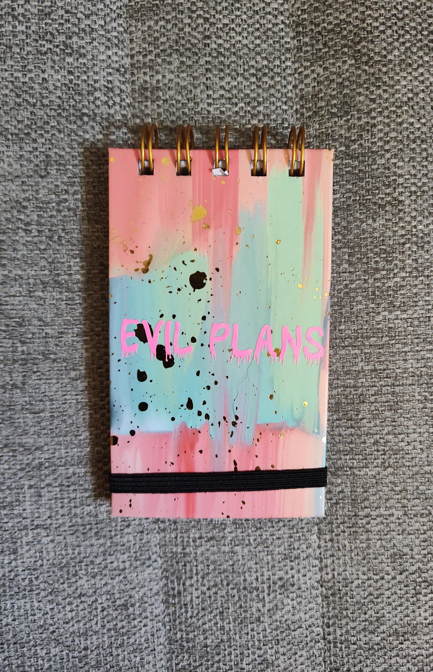 Evil Plans Pocket Sized Spiral Notepad - Small Goth Notebook, Dark Humor Office Supplies, Planner Pad, Stationary