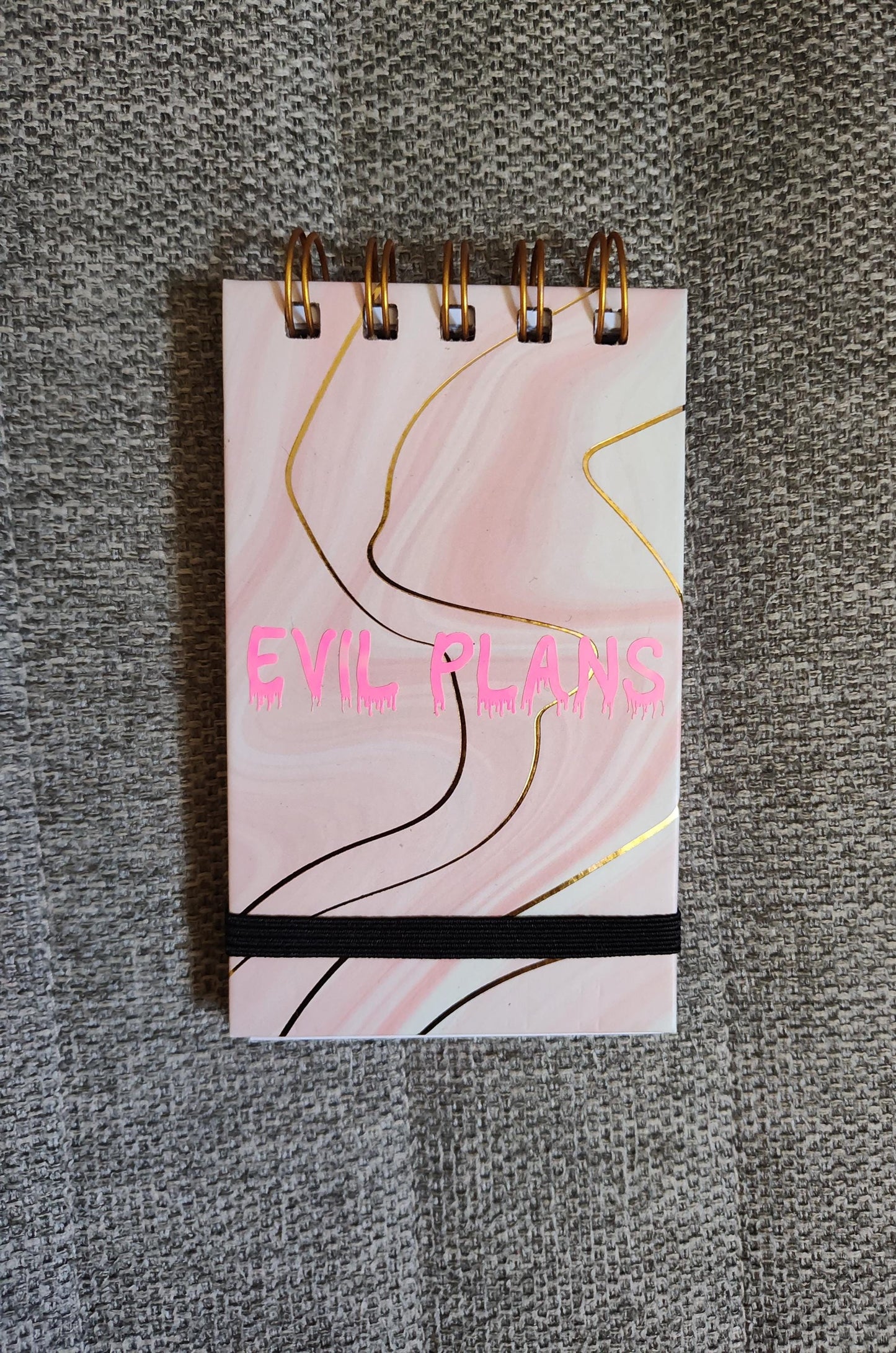 Evil Plans Pocket Sized Spiral Notepad - Small Goth Notebook, Dark Humor Office Supplies, Planner Pad, Stationary