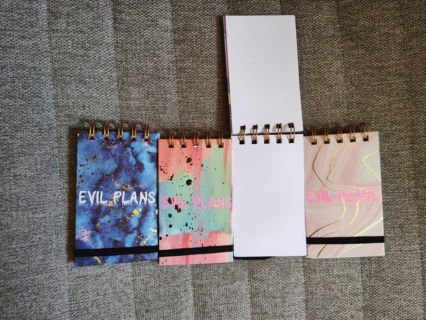 Evil Plans Pocket Sized Spiral Notepad - Small Goth Notebook, Dark Humor Office Supplies, Planner Pad, Stationary