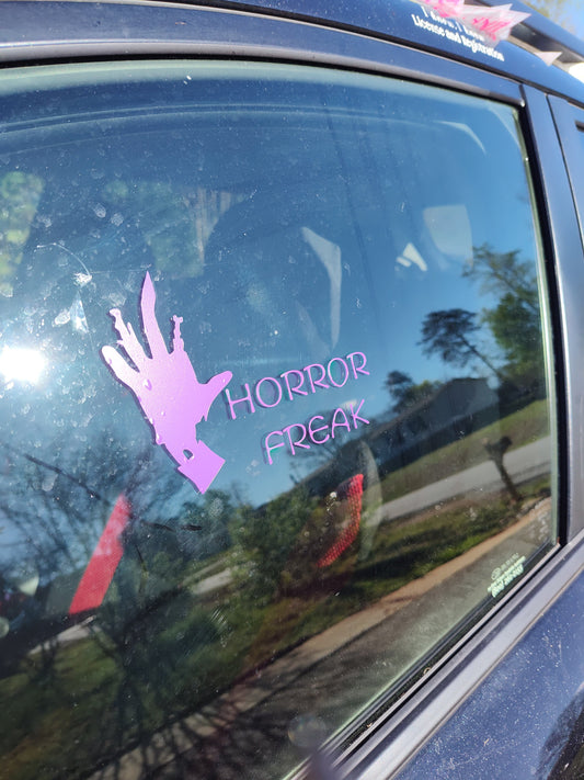 Horror Freak Decal - Vinyl Car - Waterproof Sticker for Windows, Bumpers Laptops - Durable Weatherproof Goth Sticker Zombie Hand