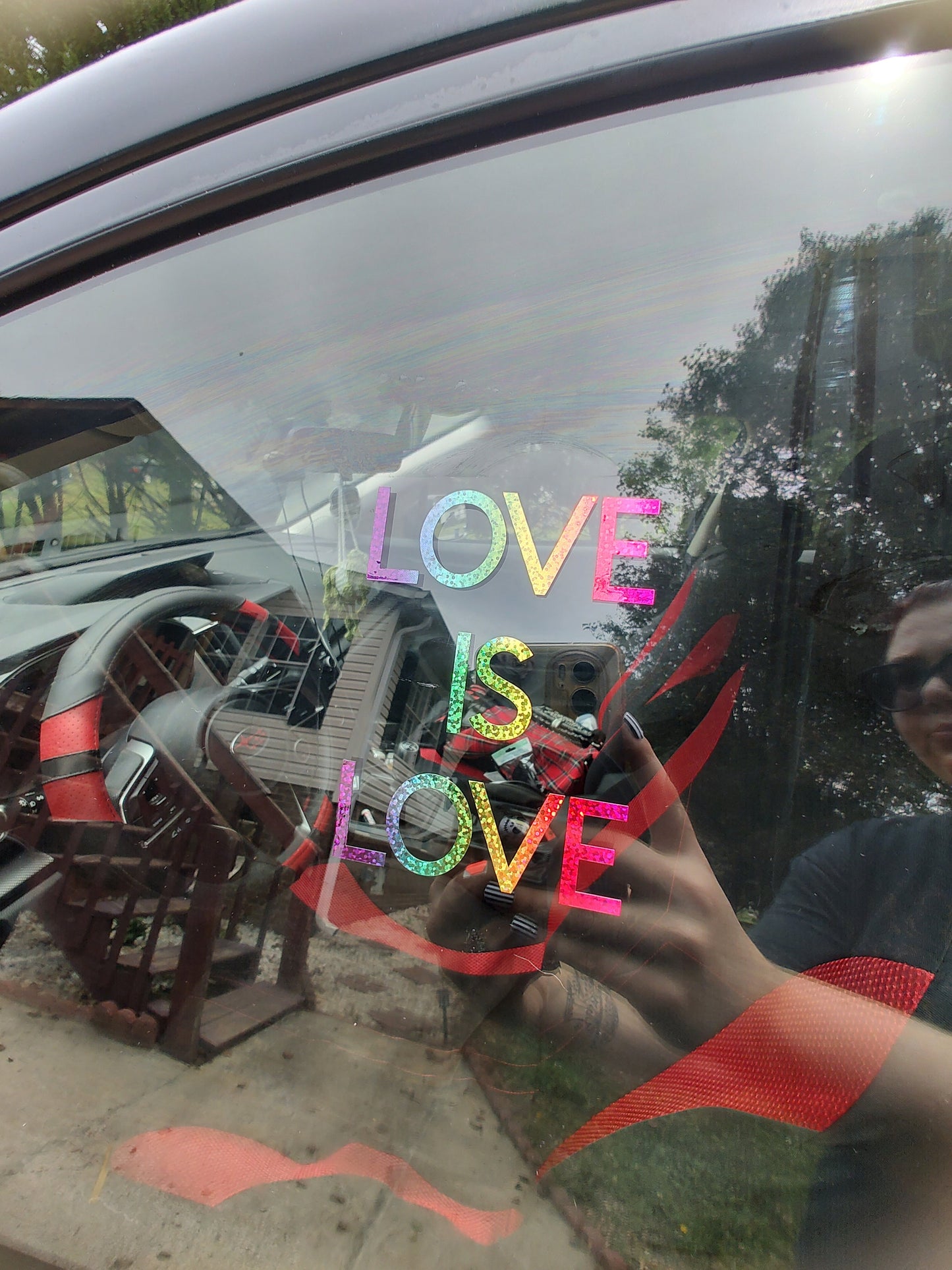 Love Is Love Decal - Vinyl Car - Waterproof Sticker for Windows, Bumpers Laptops - Durable Weatherproof Goth Car Accessories Rainbow Sticker