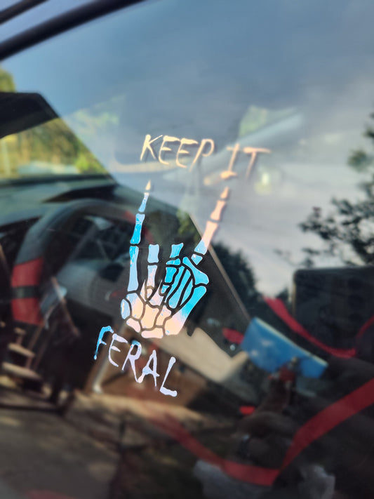 Keep It Feral Decal - Vinyl Car - Waterproof Sticker for Windows, Bumpers Laptops - Durable Weatherproof Goth Car Accessories