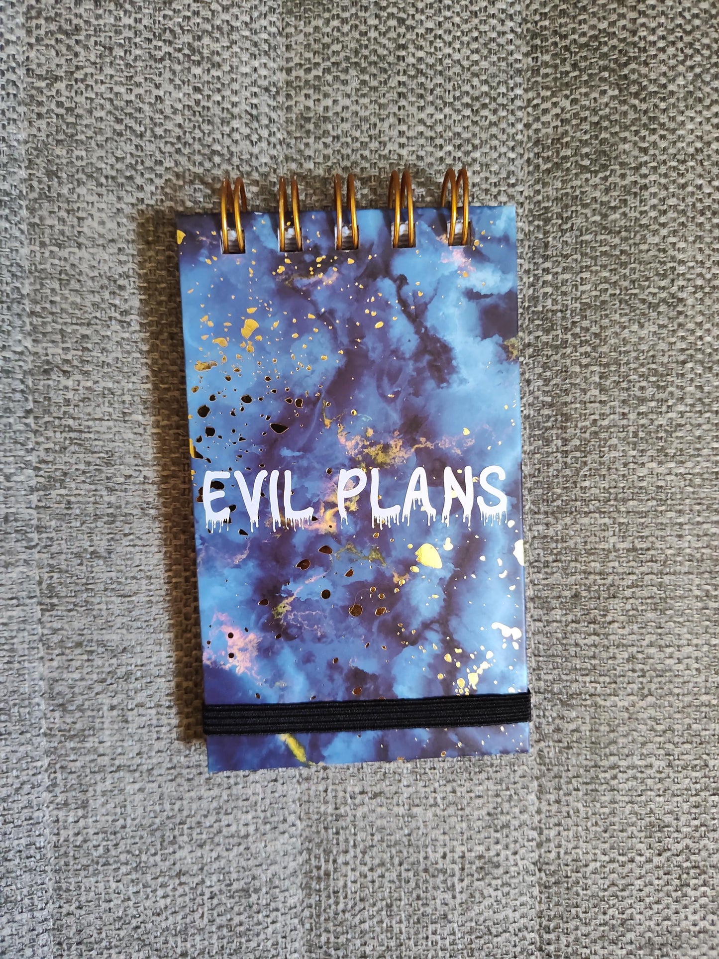 Evil Plans Pocket Sized Spiral Notepad - Small Goth Notebook, Dark Humor Office Supplies, Planner Pad, Stationary